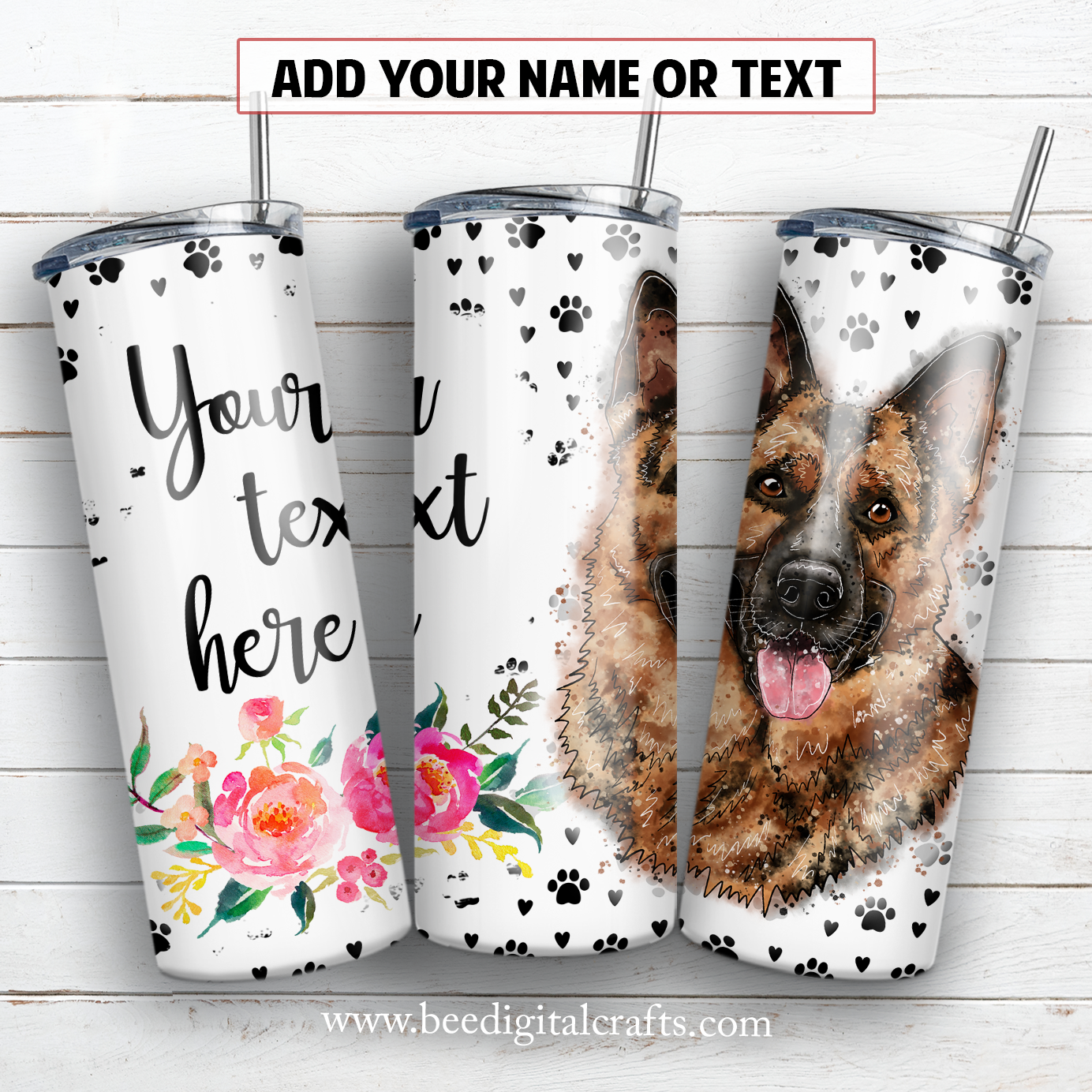 Shepherd name 20 oz skinny tumbler sublimation design