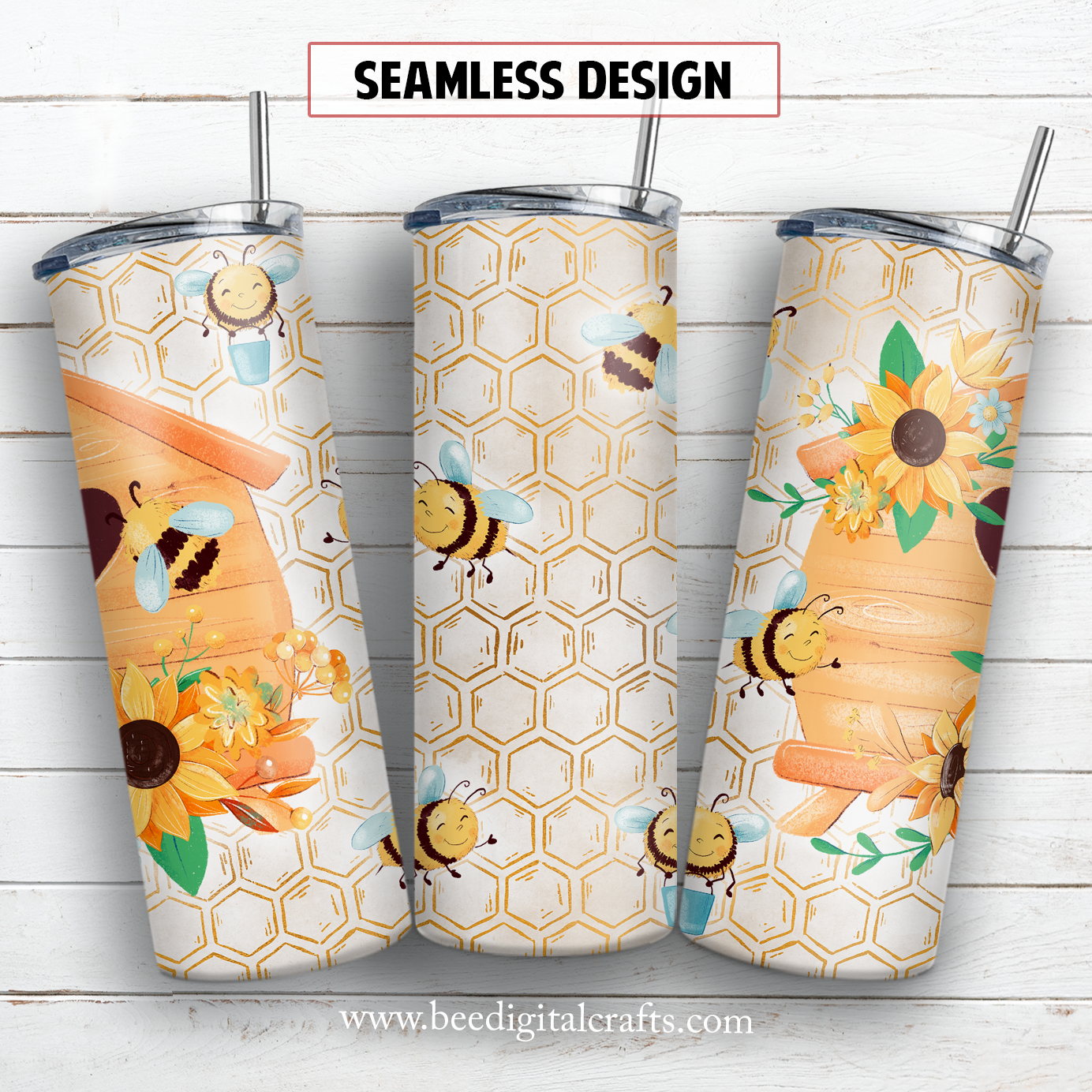 Honey bee hive 20 oz skinny tumbler sublimation design