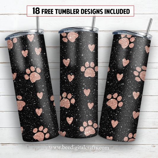 Dog paw 20 oz skinny tumbler sublimation design