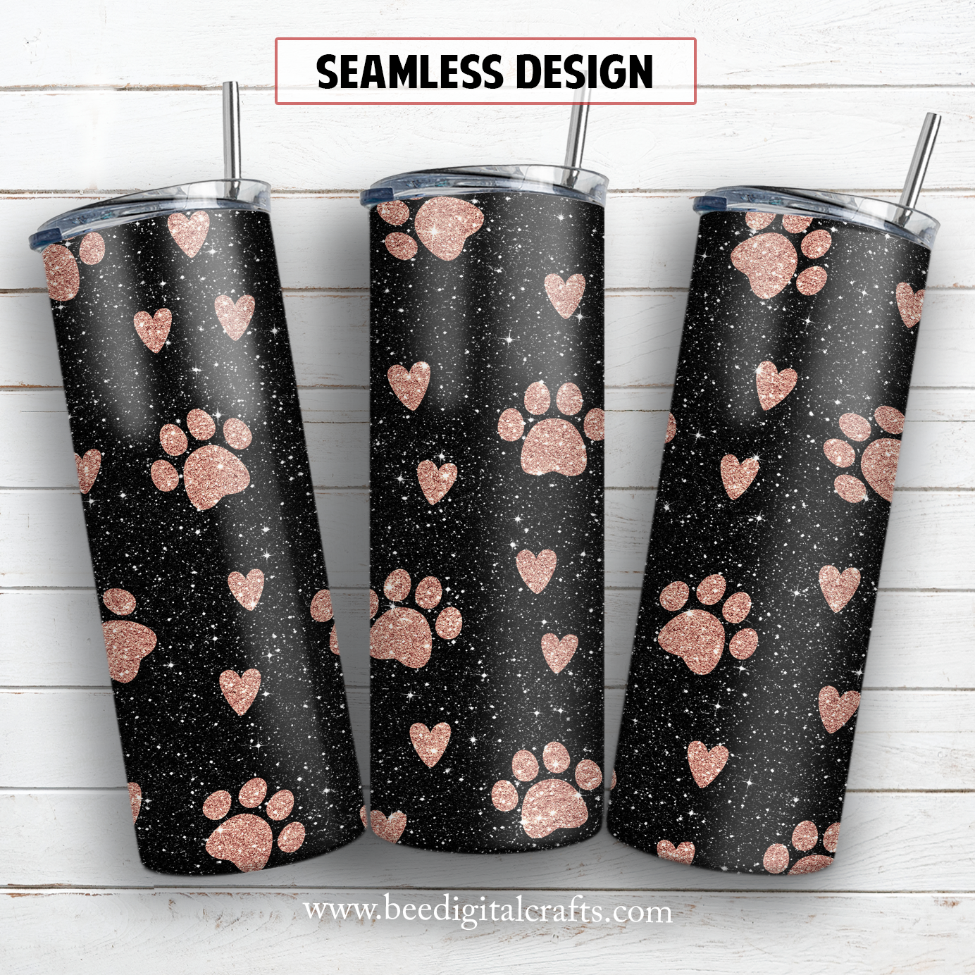 Dog paw 20 oz skinny tumbler sublimation design