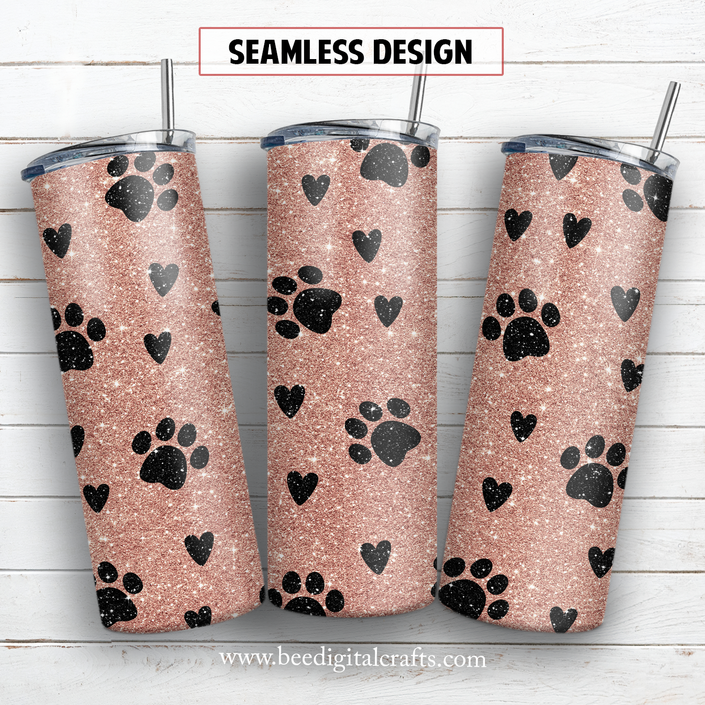 Dog paw 20 oz skinny tumbler sublimation design