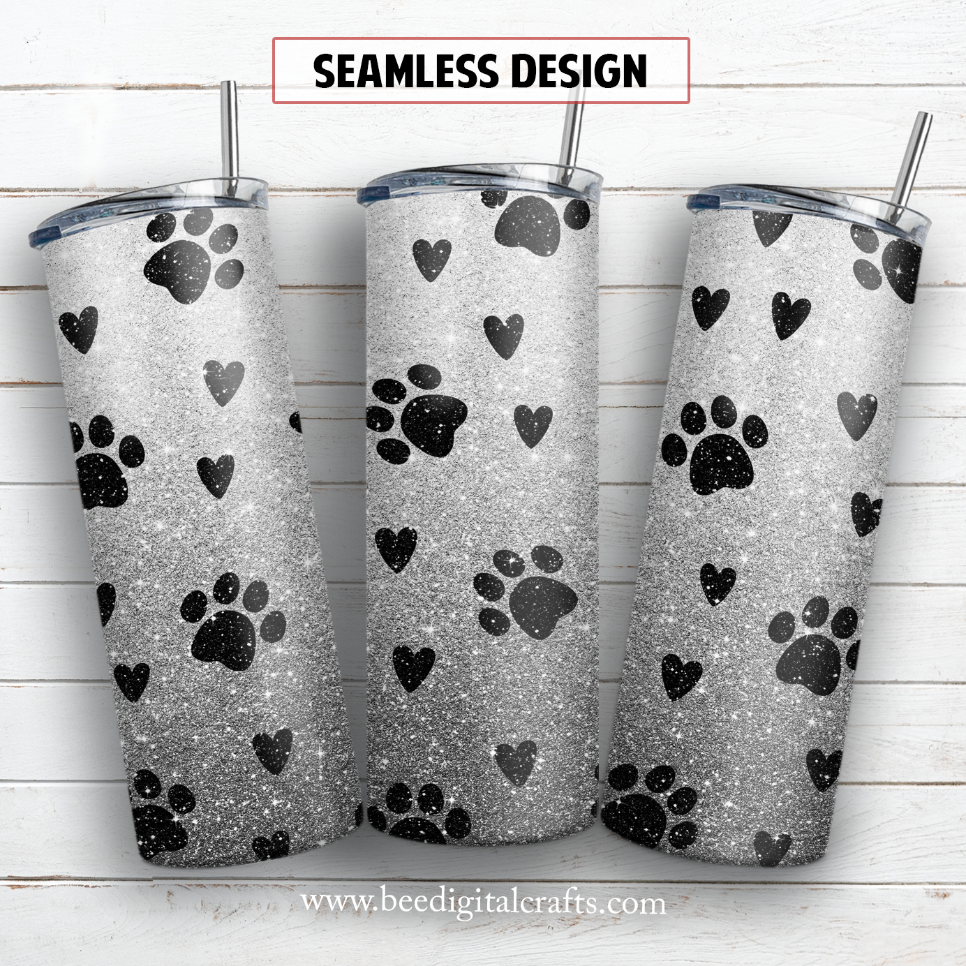 Dog paw 20 oz skinny tumbler sublimation design