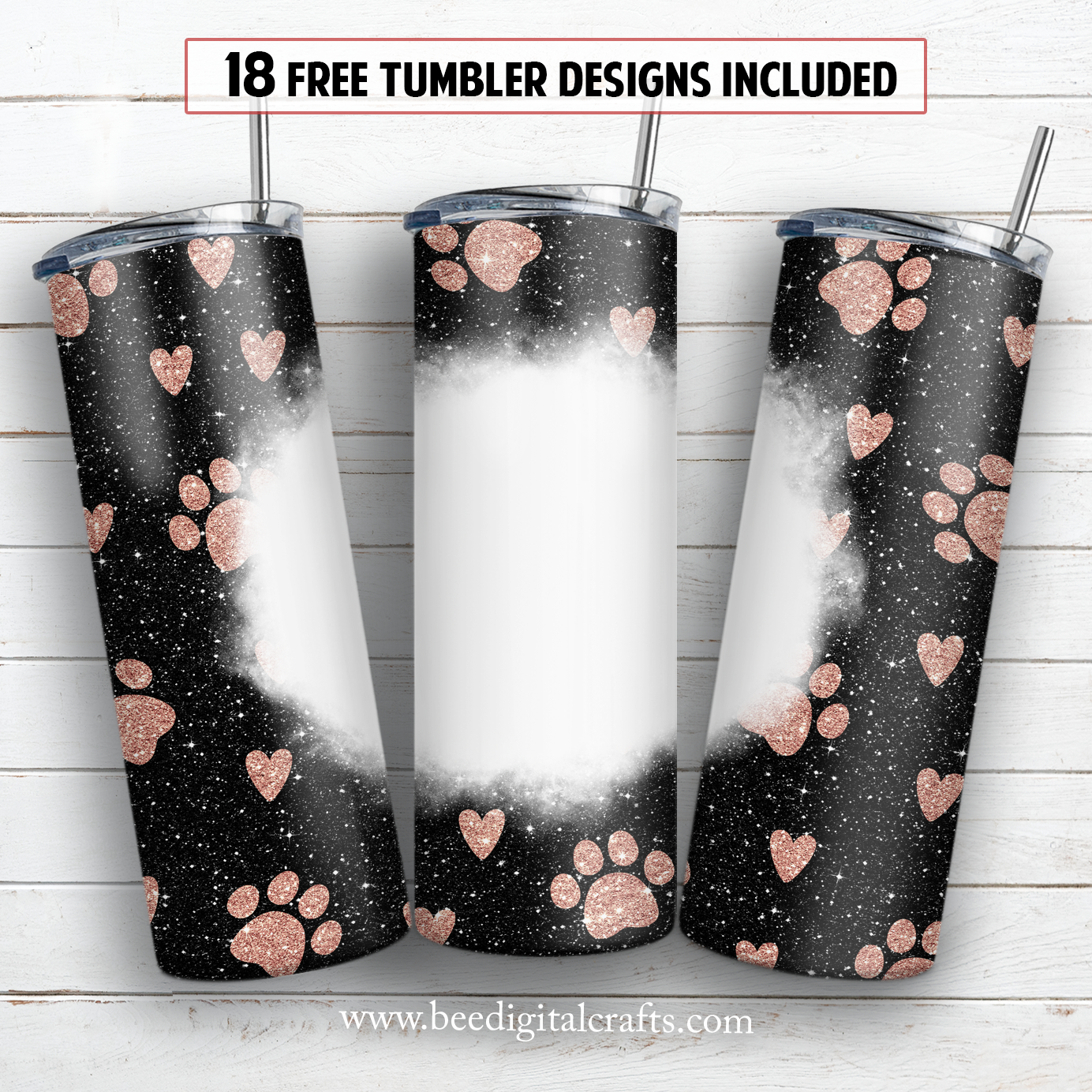 Dog paw add text blank 20 oz skinny tumbler sublimation design