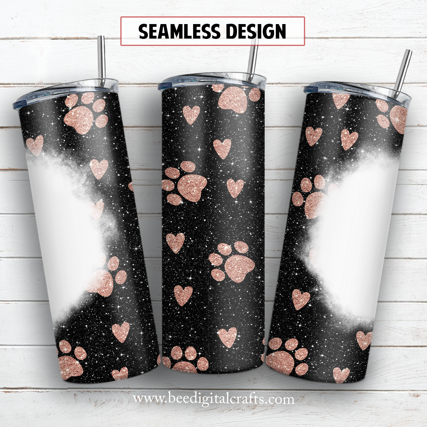 Dog paw add text blank 20 oz skinny tumbler sublimation design