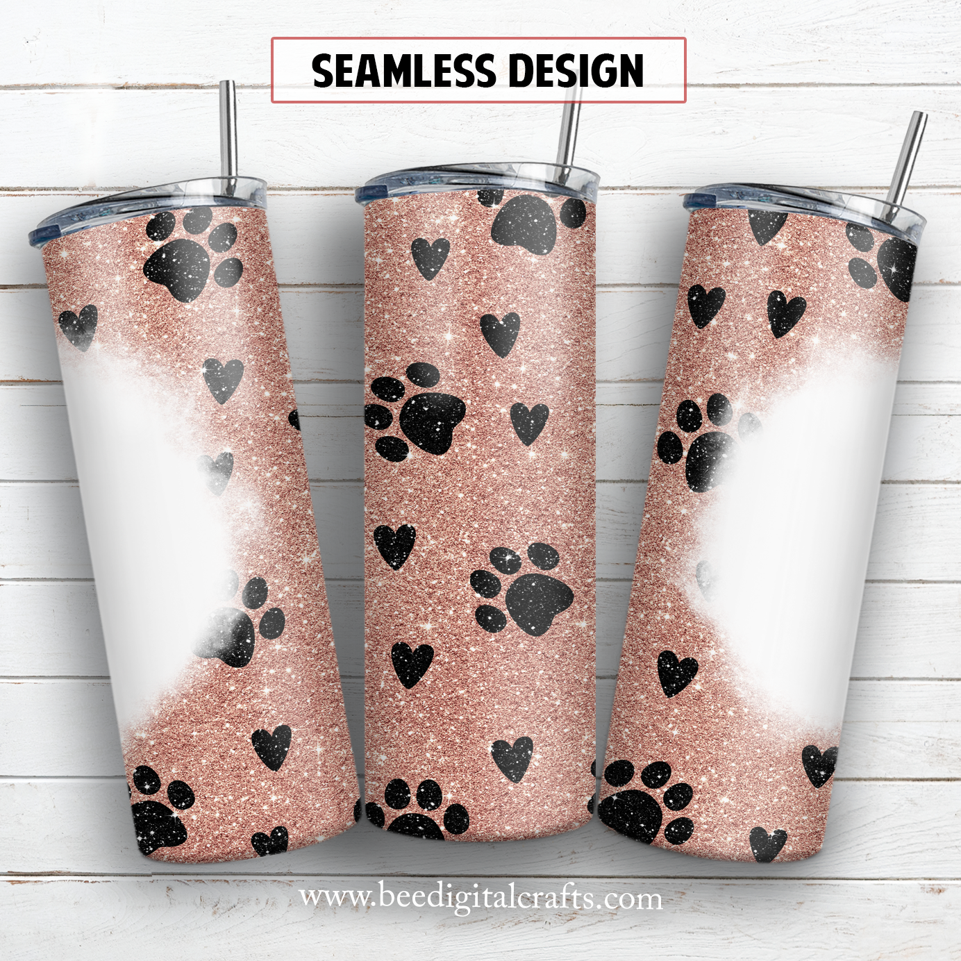 Dog paw add text blank 20 oz skinny tumbler sublimation design