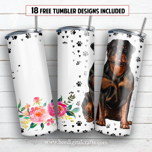 Rottweiler name 20 oz skinny tumbler sublimation design