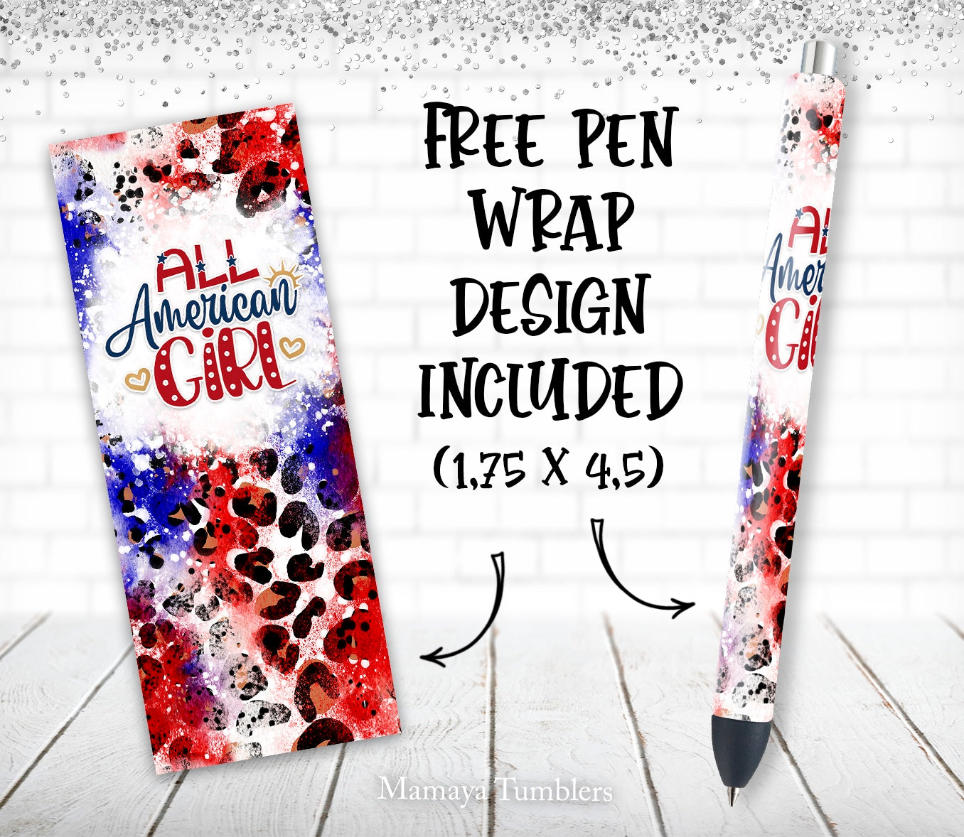 All American girl 20 oz skinny tumbler sublimation design