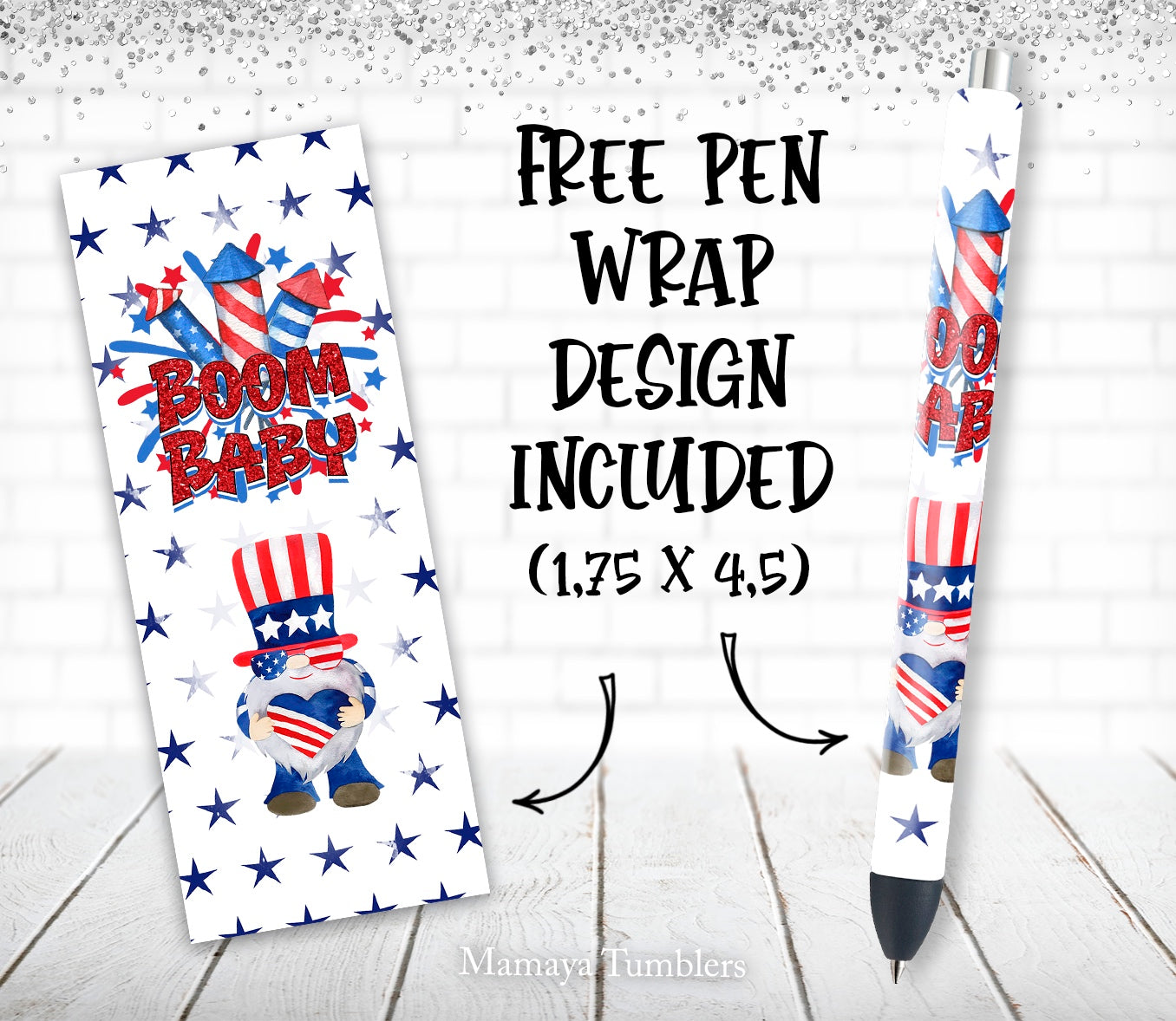 Boom baby America 20 oz skinny tumbler sublimation design